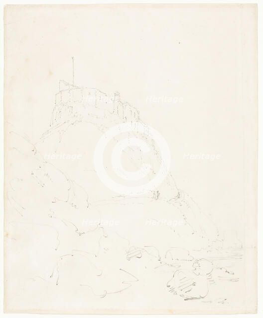 Holy Island Castle, Durham, n.d. Creator: Thomas Girtin.