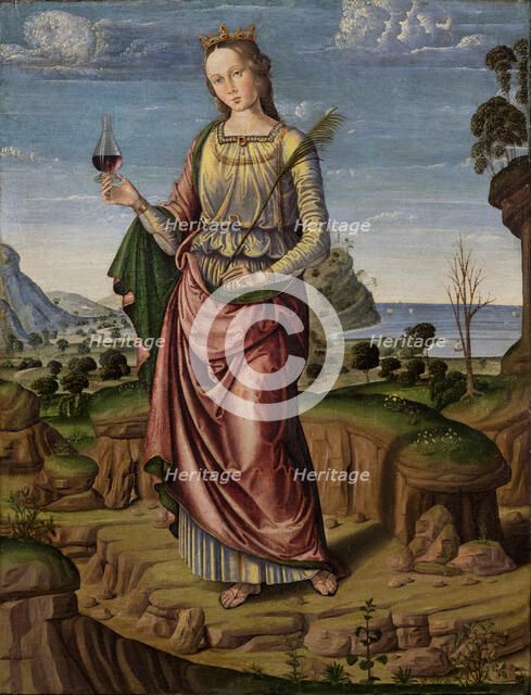 Holy martyr (Saint Ursula?), 1490s. Creator: Santi, Giovanni (ca 1435-1494).