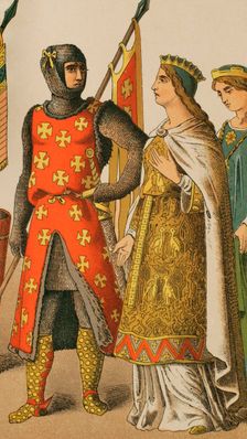 Holy Roman Empire, 1100, (1884). From left to right: warrior, princess and lady. Creator: Unknown