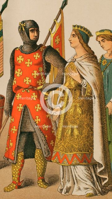 Holy Roman Empire, 1100, (1884). From left to right: warrior, princess and lady.  Creator: Unknown.