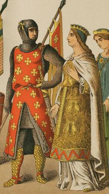 Holy Roman Empire, 1100, (1884). From left to right: warrior, princess and lady. Creator: Unknown