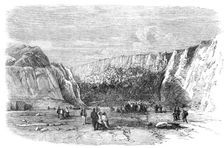 Holyhead Harbour Works...the Face of the Mountain after the Grand Blasting Operations..., 1857. Creator: Unknown