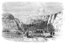 Holyhead Harbour Works...the Face of the Mountain after the Grand Blasting Operations..., 1857. Creator: Unknown