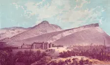 Holyrood Palace & Arthur Seat c1880. Creator: J Ramage