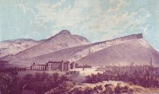 Holyrood Palace & Arthur Seat c1880. Creator: J Ramage