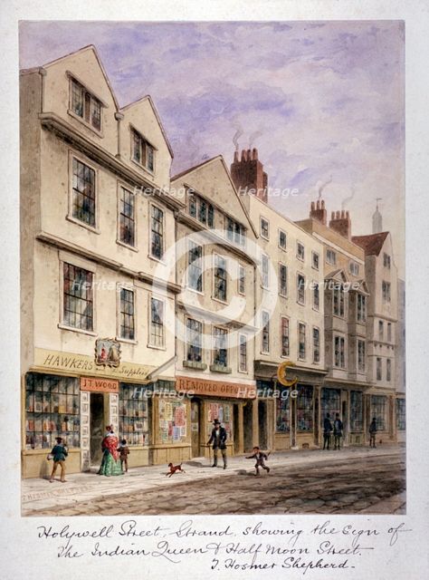 Holywell Street, Westminster, London, c1853. Artist: Thomas Hosmer Shepherd