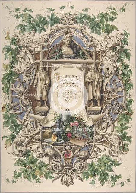 Homage from Bavarian artists to King Ludwig I, 1874. Creator: Peter Herwegen.