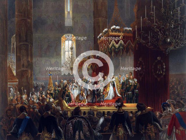 Homage from the Imperial Family to Tsar Alexander II, Moscow, 1856.  Artist: Mihály Zichy
