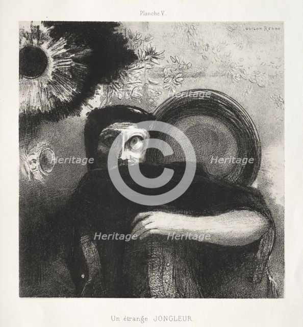 Homage to Goya: A Strange Juggler, 1885. Creator: Odilon Redon (French, 1840-1916); Lemercier & Cie..