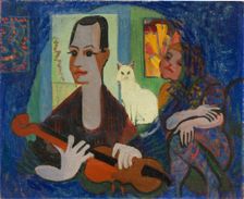 Homage to Klee (Portrait of Paul Klee and his wife), 1935-1936. Creator: Ernst Kirchner