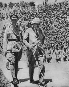 Home via the Battlefields - Mr Churchill in the ancient Roman amphitheatre at Carthage 1943-44