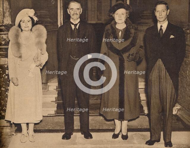 'Home Again - the King, the Queen, with Mr. and Mrs. Chamberlain', 1938, (1938). Creator: Unknown.