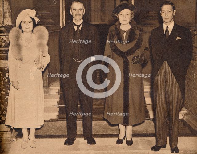 'Home Again - the King, the Queen, with Mr. and Mrs. Chamberlain', 1938, (1938). Creator: Unknown.