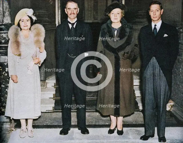 'Home Again - the King, the Queen, with Mr. and Mrs. Chamberlain', 1938, (1938). Creator: Unknown.