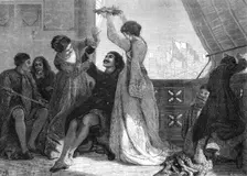 "Home and Victory," by F. W. W. Topham, in the exhibition of the Royal Academy, 1871. Creator: William Hollidge