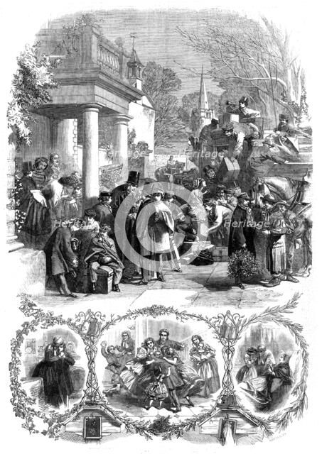 Home for the Christmas holidays - drawn by A. Hunt, 1860. Creator: Murden.