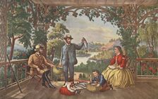 Home From The Brook, The Lucky Fisherman, pub. 1867, Currier & Ives (Colour Lithograph)