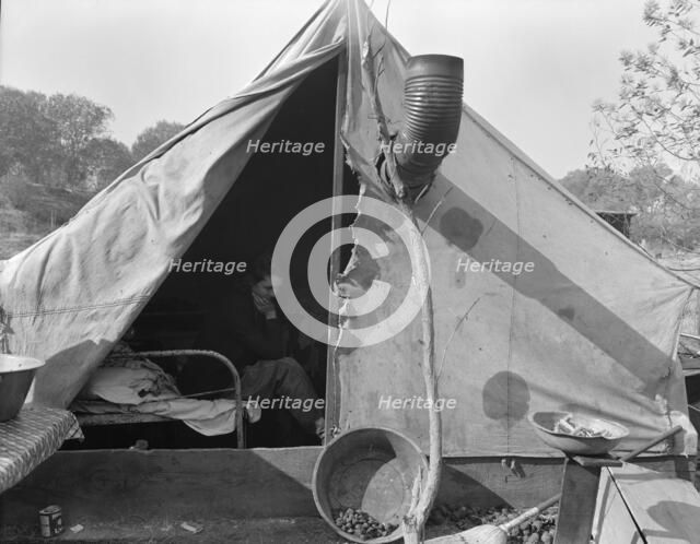 Home of Tennessee family of seven, now migratory workers..., outside of Sacramento, California, 1936 Creator: Dorothea Lange.