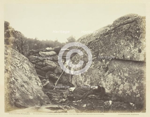 Home of a Rebel Sharpshooter, Gettysburg, July 1863. Creator: Alexander Gardner.