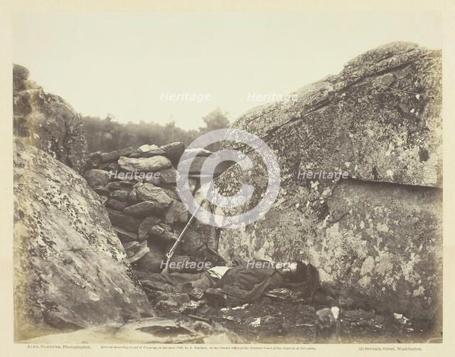 Home of a Rebel Sharpshooter, Gettysburg, July 1863. Creator: Alexander Gardner.