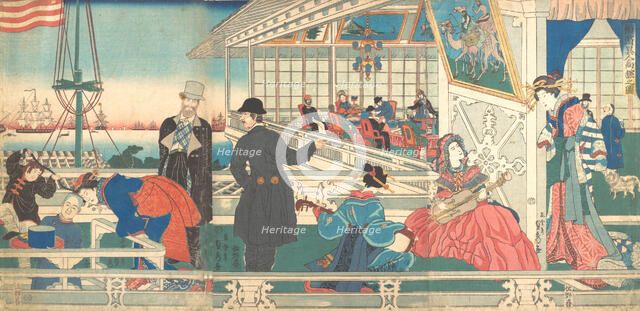 Home of Foreign Merchants in Yokohama, 9th month, 1861. Creator: Sadahide Utagawa.