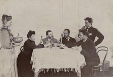 Homemade meal; acquaintances of the Irkutsk merchant V.M. Posokhin, 1910-1919. Creator: Unknown