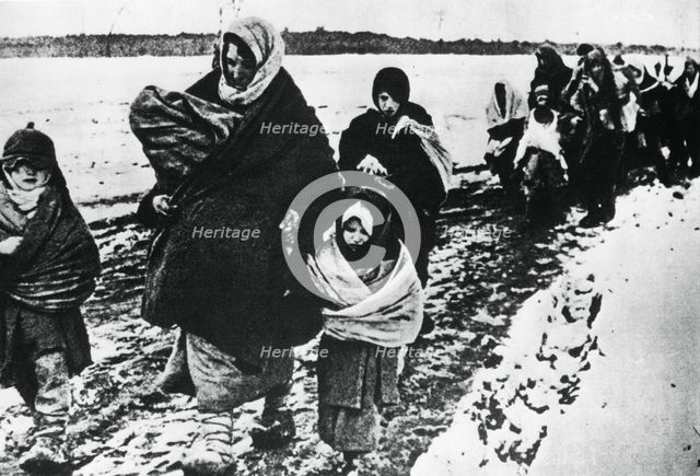 Homeless refugee women and children, Russia, 1941. Artist: Unknown