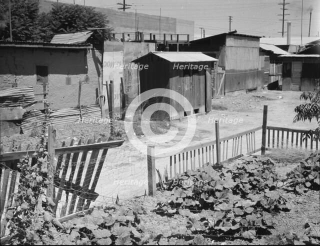 Homes of Mexican field laborers, a street in Brawley, Imperial Valley, California, 1935. Creator: Dorothea Lange.