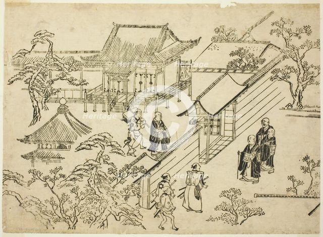 Honbo, from the series "Scenes of Flower-viewing at Ueno (Ueno hanami no tei)", c. 1681/84. Creator: Hishikawa Moronobu.