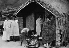 Hongi, traditional Maori greeting, New Zealand, 1902. Artist: Muir & Moodie