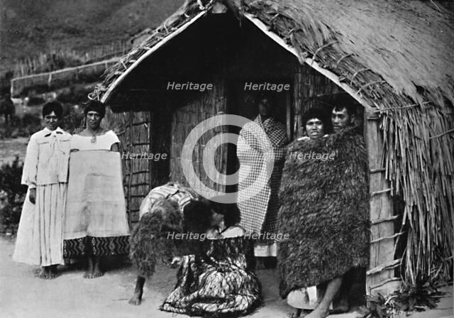 Hongi, traditional Maori greeting, New Zealand, 1902. Artist: Muir & Moodie.