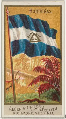 Honduras, from Flags of All Nations, Series 2 (N10) for Allen & Ginter Cigarettes Brands, ..., 1890. Creator: Allen & Ginter