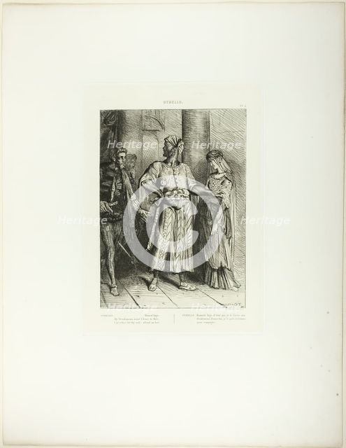 Honest Iago, my Desdemona must I leave to thee, plate four from Othello, 1844. Creator: Theodore Chasseriau.