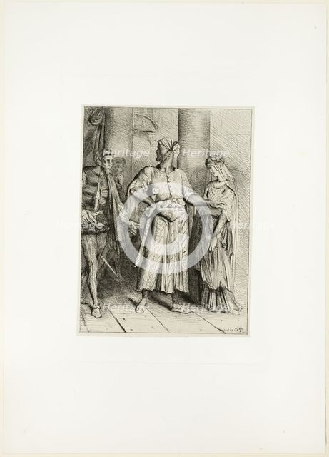 Honest Iago, my Desdemona must I leave to thee, plate four from Othello, 1844. Creator: Theodore Chasseriau.