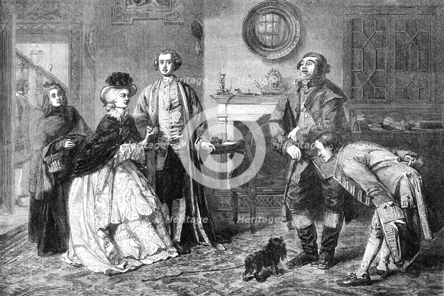 "Honeywood introducing the Bailiffs to Miss Richland as his friends", by W. P. Frith, R.A..., 1862. Creator: W Thomas.