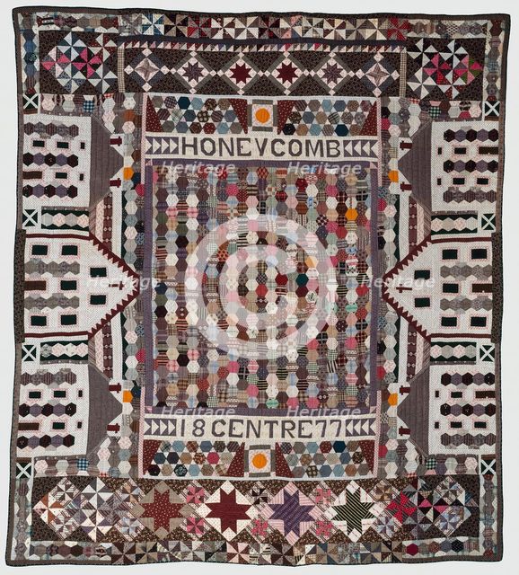Honeycomb Centre Quilt, Michigan, 1877. Creator: Unknown.