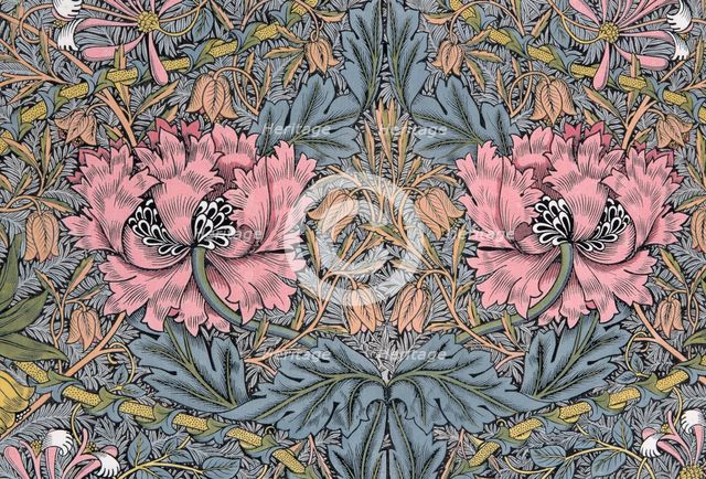 Honeysuckle. Decorative fabric, 1876. Creator: Morris, William (1834-1896).