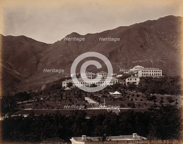 Hong Kong: Botanical Gardens and Albany, looking south from Government House, c1873. Creator: William Pryor Floyd.