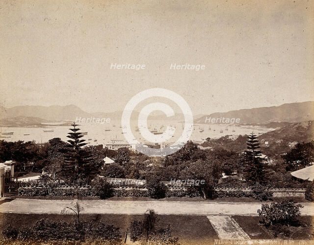 Hong Kong: Public Gardens and harbour viewed from the Albany, c1873. Creator: William Pryor Floyd.
