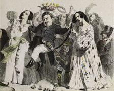 Honoré de Balzac, the most prolific of our authors, supported and crowned by women, 1839. Creator: Grandville, Jean-Jacques (1803-1847)