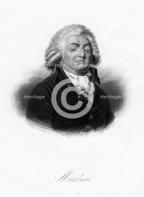 Honore-Gabriel de Riqueti, comte de Mirabeau, French writer, popular orator and statesman, 1845. Creator: Freeman.