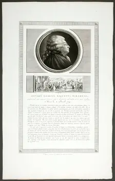 Honoré Gabriel Riquetti Mirabeau, Deputy of the Provence Region, from Tableaux histor..., 1798–1804. Creator: Charles Francois Gabriel Levachez