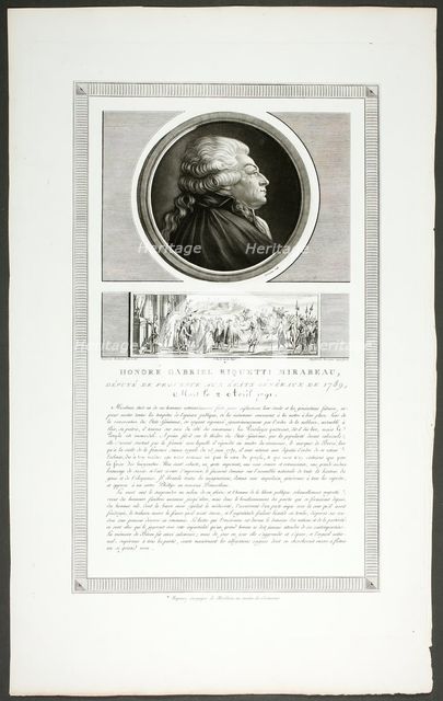 Honoré Gabriel Riquetti Mirabeau, Deputy of the Provence Region, from Tableaux histor..., 1798–1804. Creator: Charles Francois Gabriel Levachez.