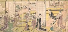 Honoring the Three Gods of Poetry: Women Composing Poems, ca. 1792. Creator: Hosoda Eishi