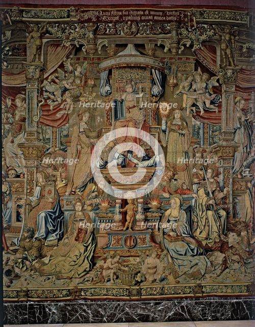 Honours'. 'The Seven Virtues', central detail of the tapestry # 4 that shows the triumph of the s…