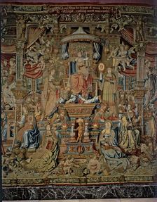 Honours The Seven Virtues central detail of the tapestry # 4 that shows the triumph of the s…