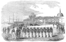 Honours paid to the remains of Captain Hyde Parker, by the English, French and Turkish..., 1854. Creator: Smyth