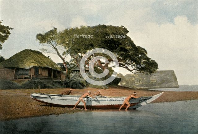 'Honmoku, Village de Pecheurs Pres Yokohama', (Honmoku Fishing Village near Yokohama), 1900. Creator: Unknown.