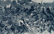 Hooded British Territorials charging the German Trenches at Loos, September 25th, 1915 1916. Creator: Unknown