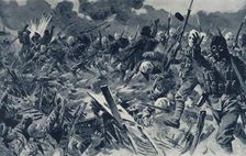 Hooded British Territorials charging the German Trenches at Loos, September 25th, 1915 1916. Creator: Unknown